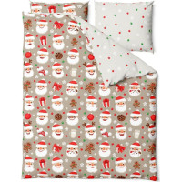 Posteľné obliečky z mikrovlákna HOLLY JOLLY Santa Claus - biele / béžové - 160x200 cm