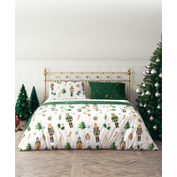 Posteľné obliečky z mikrovlákna HOLLY JOLLY Luskáčik - biele / zelené - 160x200 cm