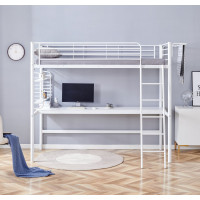 Kovová vyvýšená posteľ s písacím stolom DOLCE - 200x90 cm - biela
