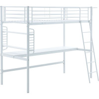 Kovová vyvýšená posteľ s písacím stolom DOLCE - 200x90 cm - biela
