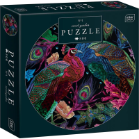 INTERDRUK Okrúhle puzzle Secret Garden: Pár pávov 500 dielikov