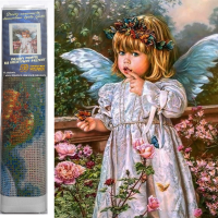 NORIMPEX Diamantové maľovanie Anjelik s kvetinami 30x40cm