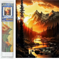 NORIMPEX Diamantové maľovanie Horská rieka pri západe slnka 30x40cm