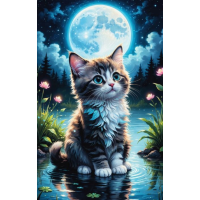 NORIMPEX Diamantové maľovanie Mačka pri rybníku 30x40cm