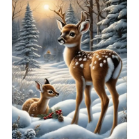 NORIMPEX Diamantové maľovanie Kolúšiky v zasneženom lese 30x40cm
