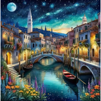 NORIMPEX Diamantové maľovanie Nočné Benátky 30x40cm
