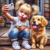 NORIMPEX Diamantové maľovanie Selfie so psíkom 30x40cm
