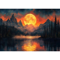 NORIMPEX Diamantové maľovanie Zlatý mesiac v horách 30x40cm
