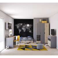 Posteľ so šuplíkmi JOY 200x90 cm - šedá/dub artisan