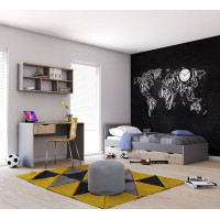 Posteľ so šuplíkmi JOY 200x90 cm - šedá/dub artisan