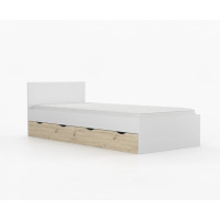 Posteľ so šuplíkmi JOY 200x90 cm - biela/dub artisan