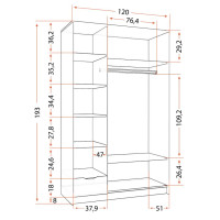 Šatníková skriňa JOY 3D - biela/dub artisan