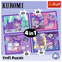 TREFL Puzzle Deň s Kuromi 4v1 (35,48,54,70 dielikov)