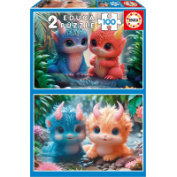 EDUCA Puzzle Roztomilé príšerky 2x100 dielikov
