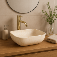 Keramické umývadlo MAXMAX Rea FREJA - TRAVERTINE - imitácia kameňa