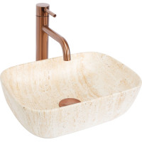 Keramické umývadlo Rea BELINDA MINI TRAVERTINE - béžové matné - imitácia kameňa