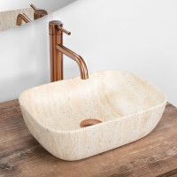 Keramické umývadlo Rea BELINDA MINI TRAVERTINE - béžové matné - imitácia kameňa