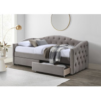 Posteľ z masívu HELLO 200x90 cm so šuplíkmi - čalúnená - velvet béžová