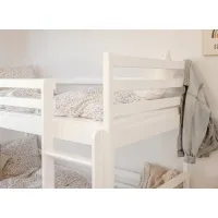 Detská poschodová posteľ z masívu borovice LUKÁŠ s prístelkou a šuplíky - 200x90 cm - biela