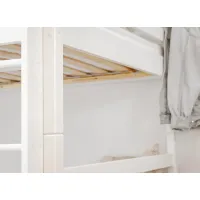 Detská poschodová posteľ z masívu borovice LUKÁŠ s prístelkou a šuplíky - 200x90 cm - biela