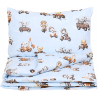 Detské bavlnené obliečky do postieľky 120x90 cm BABYMAM PREMIUM - Preteky zvieratiek