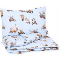 Detské bavlnené obliečky do postieľky 120x90 cm BABYMAM PREMIUM - Preteky zvieratiek