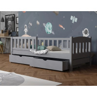 Detská posteľ z masívu borovice BEN so šuplíkmi - 200x90 cm - ŠEDÁ