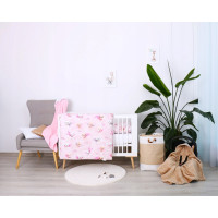 Detské bavlnené obliečky do postieľky 120x90 cm BABYMAM PREMIUM - Super psíci - ružové