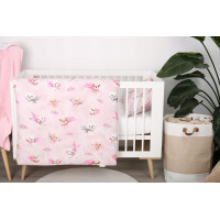 Detské bavlnené obliečky do postieľky 120x90 cm BABYMAM PREMIUM - Super psíci - ružové