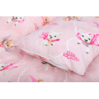 Detské bavlnené obliečky do postieľky 120x90 cm BABYMAM PREMIUM - Super psíci - ružové