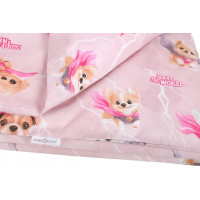 Detské bavlnené obliečky do postieľky 120x90 cm BABYMAM PREMIUM - Super psíci - ružové