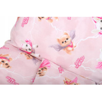 Detské bavlnené obliečky do postieľky 120x90 cm BABYMAM PREMIUM - Super psíci - ružové