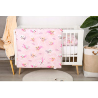 Detské bavlnené obliečky do postieľky 120x90 cm BABYMAM PREMIUM - Super psíci - ružové