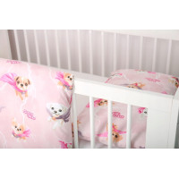 Detské bavlnené obliečky do postieľky 120x90 cm BABYMAM PREMIUM - Super psíci - ružové