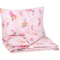 Detské bavlnené obliečky do postieľky 120x90 cm BABYMAM PREMIUM - Super psíci - ružové