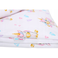 Detské bavlnené obliečky do postieľky 135x100 cm BABYMAM PREMIUM - Veselý jednorožec