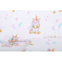 Detské bavlnené obliečky do postieľky 135x100 cm BABYMAM PREMIUM - Veselý jednorožec
