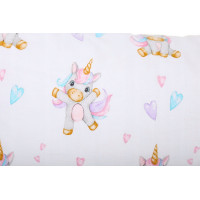 Detské bavlnené obliečky do postieľky 135x100 cm BABYMAM PREMIUM - Veselý jednorožec
