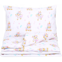 Detské bavlnené obliečky do postieľky 135x100 cm BABYMAM PREMIUM - Veselý jednorožec