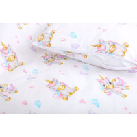 Detské bavlnené obliečky do postieľky 135x100 cm BABYMAM PREMIUM - Veselý jednorožec