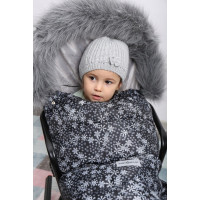 Detský fusak do kočíka BABYMAM Maxi - Vločky/sivý
