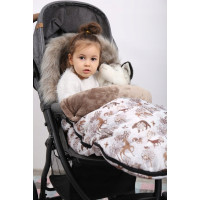 Detský fusak do kočíka BABYMAM Maxi - Zimný les/cappuccino