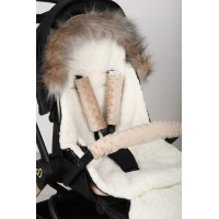 Detský fusak do kočíka BABYMAM Premium - Cappuccino/baránok ecru