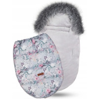 Detský fusak do kočíka BABYMAM Premium - Levanduľová záhrada/sivý