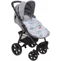 Detský fusak do kočíka BABYMAM Premium - Levanduľová záhrada/sivý