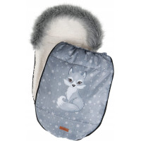 Detský fusak do kočíka BABYMAM Premium - Vlk/baránok ecru