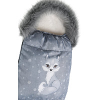 Detský fusak do kočíka BABYMAM Premium - Vlk/baránok ecru