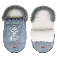 Detský fusak do kočíka BABYMAM Premium - Vlk/baránok ecru