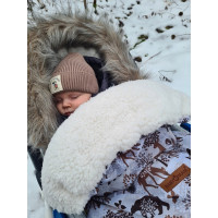 Detský fusak do kočíka BABYMAM Premium - Zimný les/baránok ecru