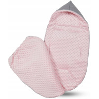 Detský fusak s kapucňou BABYMAM Soft Nature - svetlo šedý melange/ružová minky
